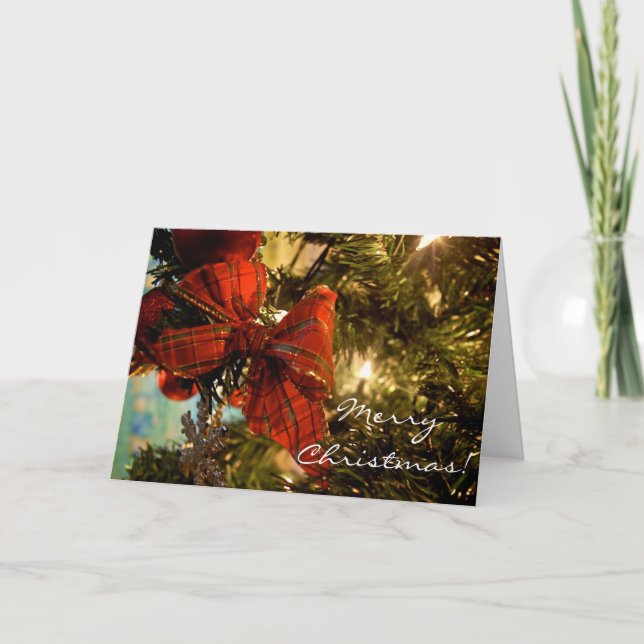 Bow auf dem Baum [Weihnachtskarte] Feiertagskarte (Vorderseite)