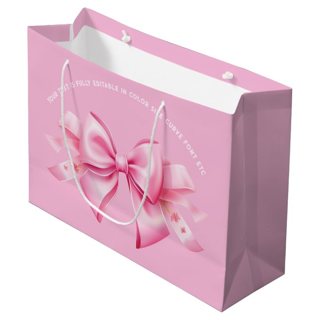 Bow auf Trendy Barbiedoll Medium Light Pink Große Geschenktüte (Vorderseite Schrägansicht)