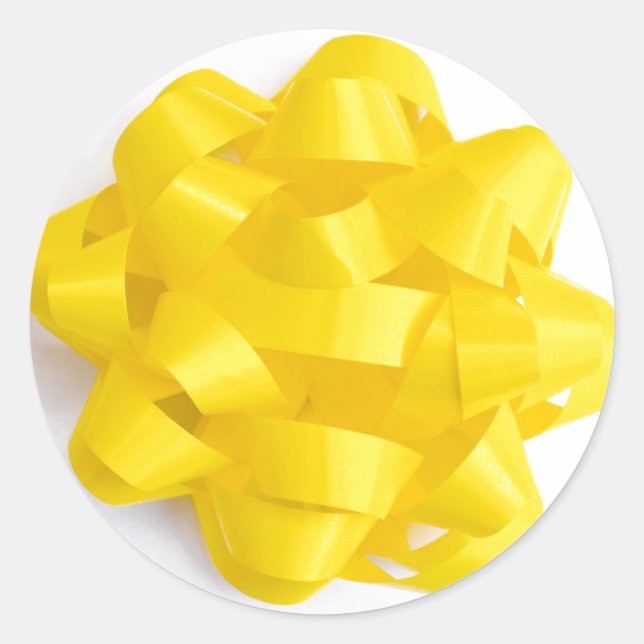 Bow-Aufkleber in Gelb Runder Aufkleber (Vorderseite)