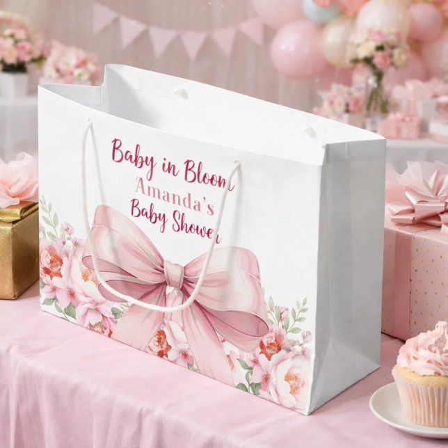 Bow Baby in Bloom rosa florals Baby Dusche Große Geschenktüte (Von Creator hochgeladen)