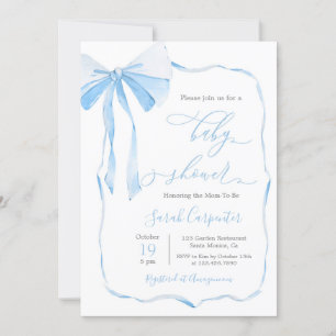 Bow Baby Shower Boy Einladung