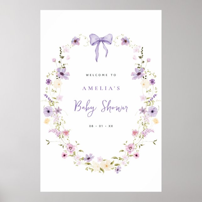 Bow Baby Shower Download Welcome Sign Poster (Vorne)