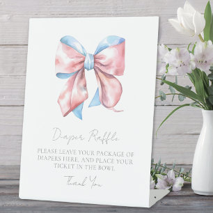 Bow Baby Shower Windel-Raffle-Einlagekarte Sockelschild