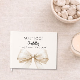 Bow beige Creme Gender-neutral Baby Dusche Gästebuch