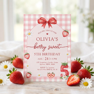 Bow Berry Süßes Mädchen 5. Geburtstagseinladung Einladung