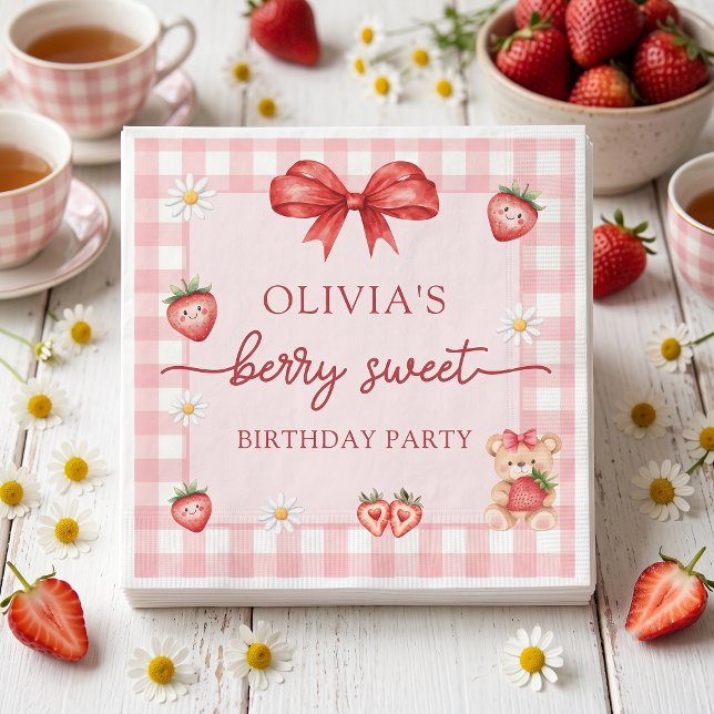 Bow Berry Süßes Mädchen Geburtstag Serviette (Von Creator hochgeladen)