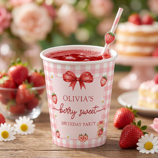 Bow Berry Sweet Girl Geburtstag Papierbecher