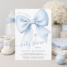 Bow Blau und Wasserfarbe in Weiß - Baby Shower: Es