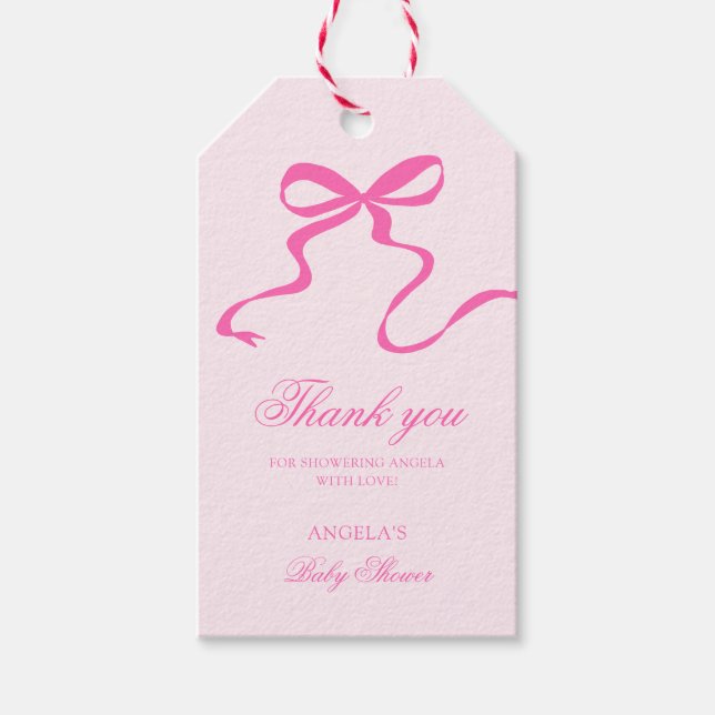 Bow Blue Baby Dusche Gevor Tag Geschenkanhänger (Vorderseite)