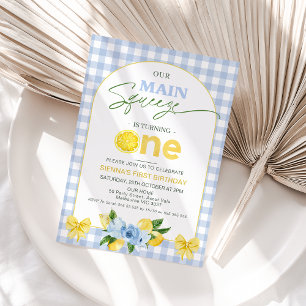 Bow Blue Lemon Unser Hauptpresse 1. Geburtstag Einladung