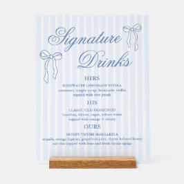 Bow Blue Wedding Signature Drinks Cocktails Acrylschild
