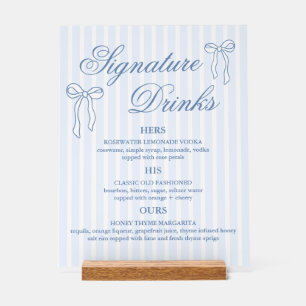 Bow Blue Wedding Signature Drinks Cocktails Acrylschild
