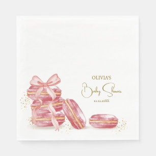 Bow Bonjour Bébé French Macarons Baby Shower Serviette