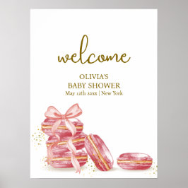 Bow Bonjour Bébé Macarons Babydusche Willkommen Poster
