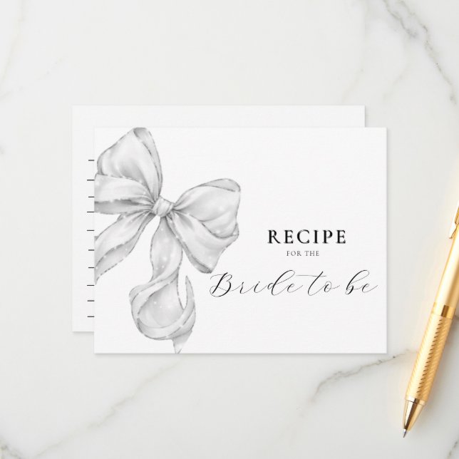 Bow Bridal Shower Recipe Begleitkarte (Vorderseite/Rückseite Beispiel)