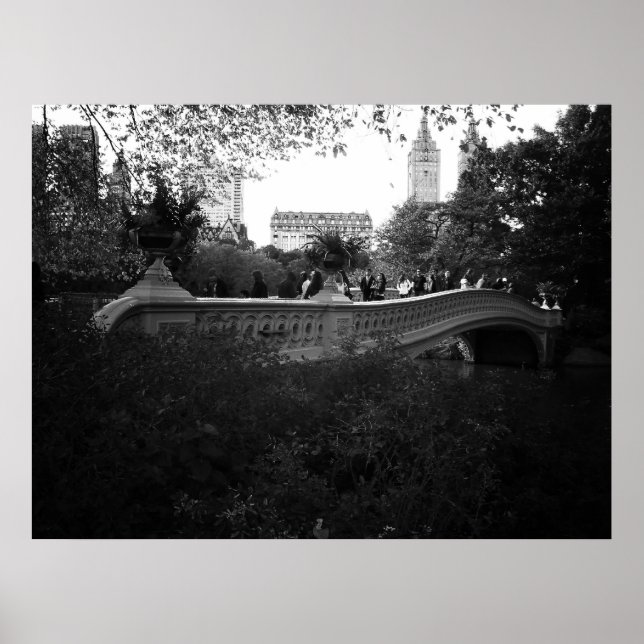 Bow Bridge, Black and White, Central Park, NYC Poster (Vorne)