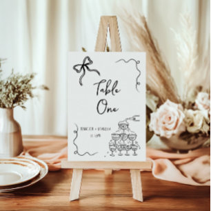 Bow Champagne Tower Schwarz-weiß Tischnummer