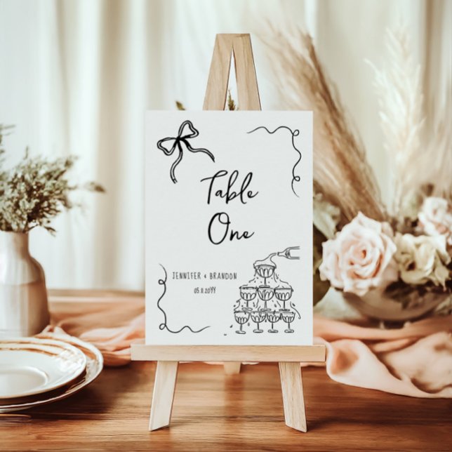 Bow Champagne Tower Schwarz-weiß Tischnummer (Von Creator hochgeladen)