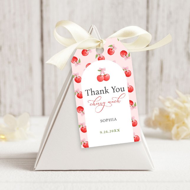 Bow Cherry 1. Geburtstag Geschenkanhänger (Von Creator hochgeladen)