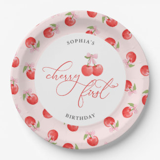 Bow Cherry 1. Geburtstag Pappteller