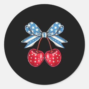 Bow Cherry 4. Juli US-amerikanisches Patriotikum Runder Aufkleber