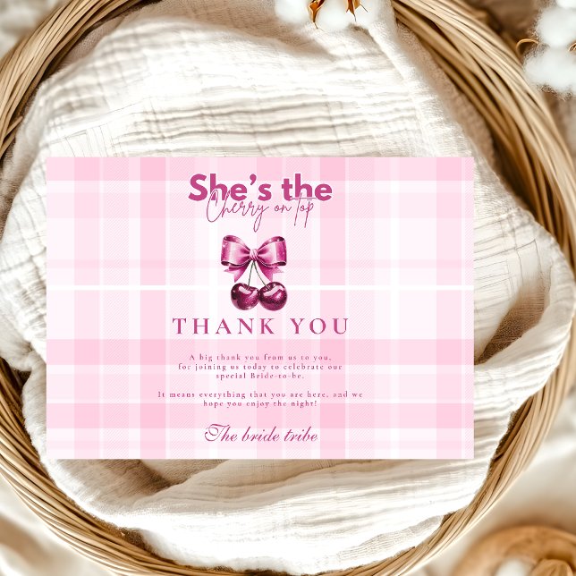 Bow Cherry am oberen Brautparty Dankeskarte (Von Creator hochgeladen)