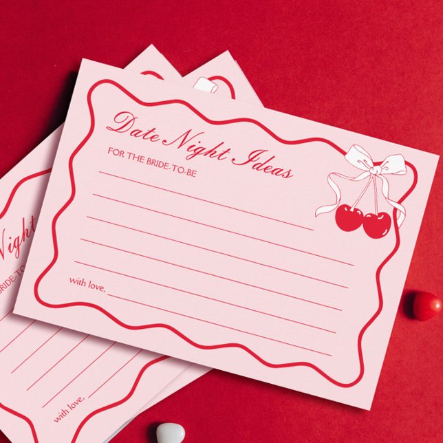 Bow Cherry Brautparty Date Night Idecard Einladung (Von Creator hochgeladen)