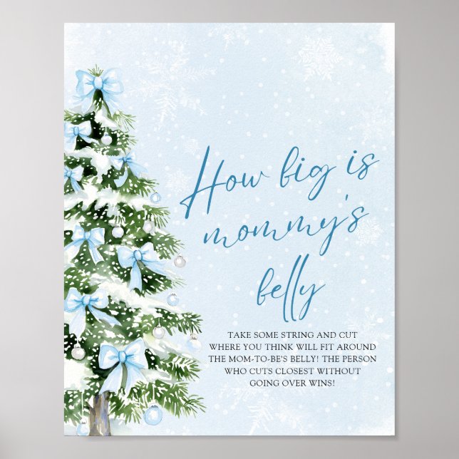 Bow Christmas Baby Shower How Big Is Mommy's Belly Poster (Vorne)