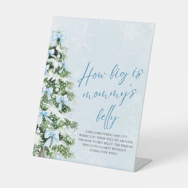 Bow Christmas Baby Shower How Big Is Mommy's Belly Sockelschild (Vorderseite)