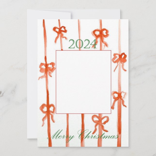 Bow Christmas Card Einladung (Vorderseite)