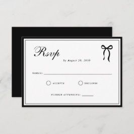 Bow Classic Old Money Black & White Wedding RSVP Karte