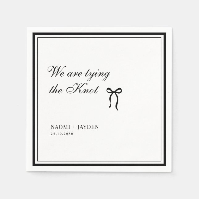 Bow Classic Old Money Black & White Wedding Serviette (Vorderseite)