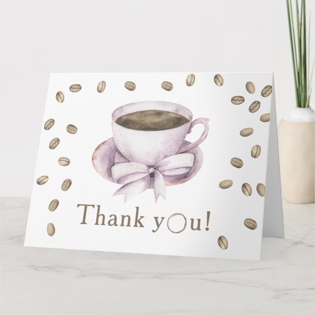 Bow & Coffee Brauen Baby Shower Danke  (Vorderseite)