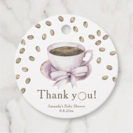 Bow & Coffee Breaking Babydusche Danke Geschenkanhänger