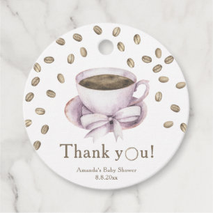 Bow & Coffee Breaking Babydusche Danke Geschenkanhänger