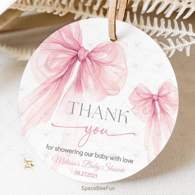 Bow Coquette Babydusche Geschenkanhänger (Bow Coquette, Baby Shower, Favor Tag, Elegant Baby Shower, Pink Bow Theme, Baby Shower Decor, Coquet)