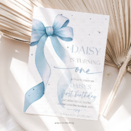 Bow Coquette Blau 1. Geburtstag Einladung