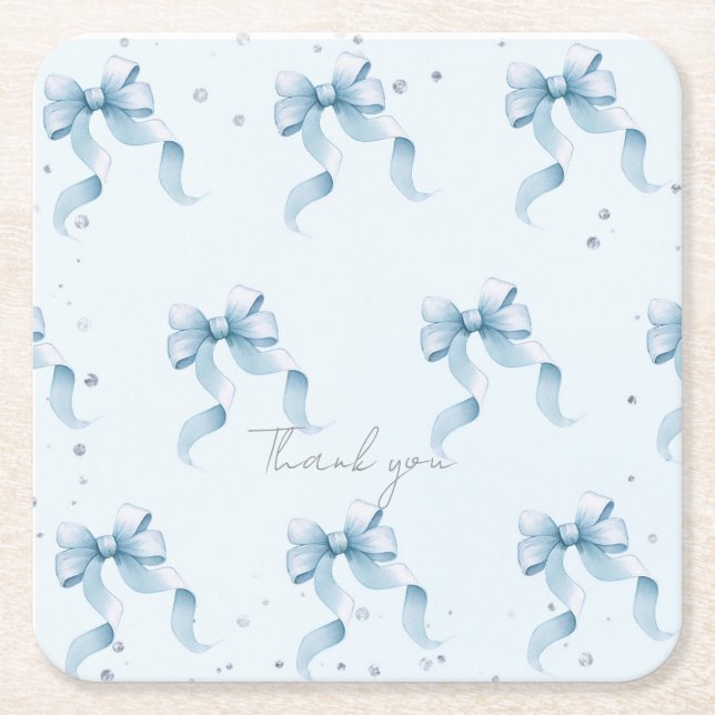 Bow Coquette Boy Baby Shower Classic Round Napkins Rechteckiger Pappuntersetzer (Vorderseite)