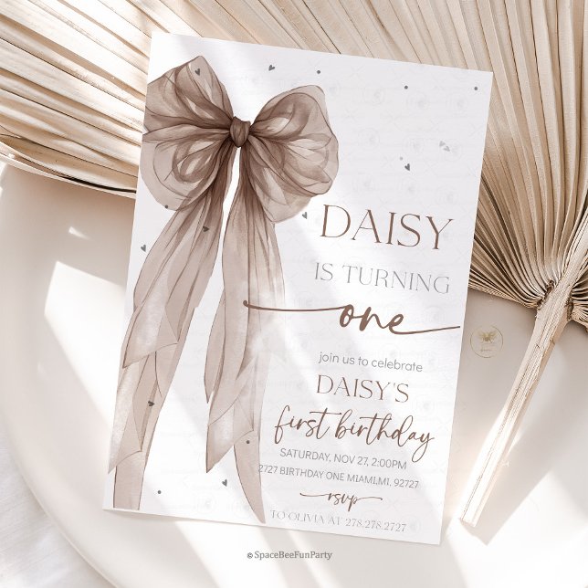 Bow Coquette Chocolate Mocha  Birthday  Einladung (Bow Coquette Birthday,Elegant coquette,ribbon pamper party,Bow Any Age Party, Party decoration bow,)