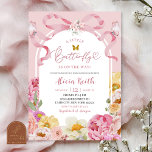 Bow Coquette Colorful Floral Summer Butterfly Baby Einladung<br><div class="desc">Colorful Floral Butterfly Baby Shower Invitation,  A Little Butterfly Is On The Way Baby Shower Invite,  Summer Baby Shower</div>