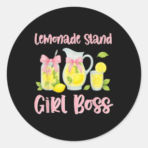 Bow Coquette Lemonade Stand Girl Boss Ceo Lemon Ju Runder Aufkleber