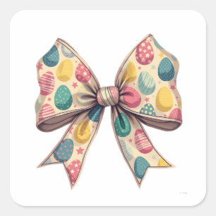 Bow Coquette Ostersonntags-Eier Rosa Palette Quadratischer Aufkleber