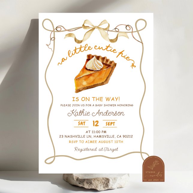 Bow Coquette Pie baby shower invitation Einladung (Von Creator hochgeladen)