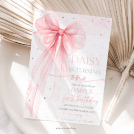 Bow Coquette Pink 1. Geburtstag Einladung
