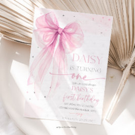 Bow Coquette Pink 1. Geburtstag Einladung