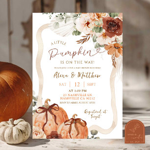 Bow Coquette Pumpkin Fall Ivory Boho Babydusche Einladung