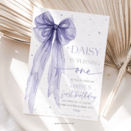 Bow Coquette Purple 1st Birthday  Einladung