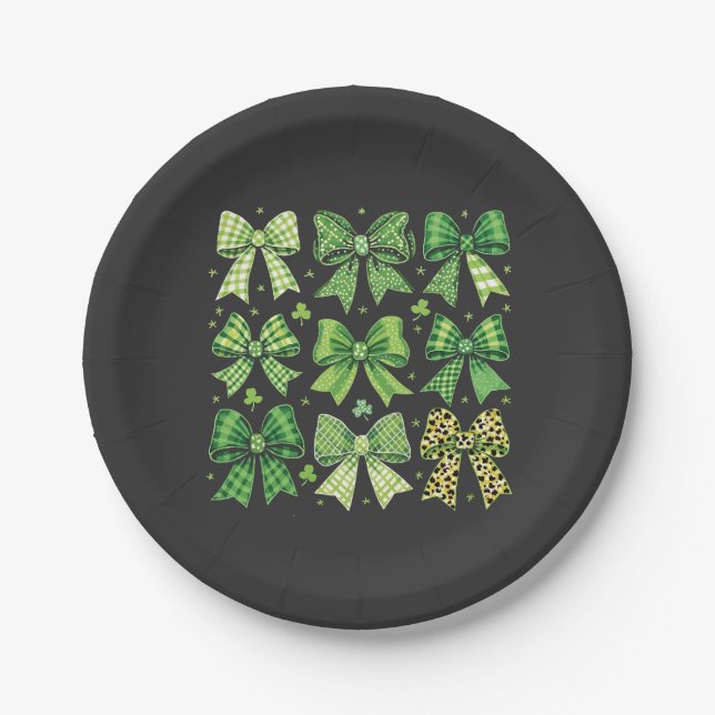 Bow Coquette St Patrick's Day Vintag Pappteller (Vorderseite)