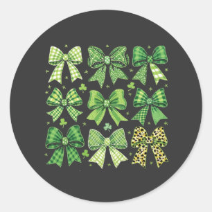 Bow Coquette St Patrick's Day Vintag Runder Aufkleber