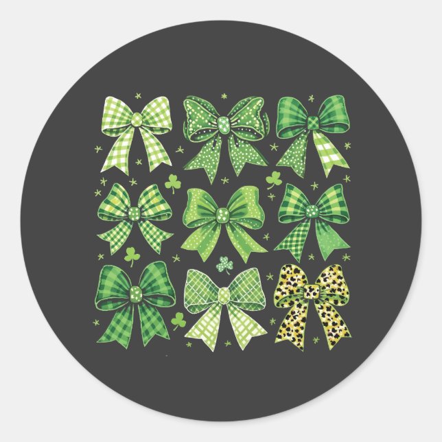 Bow Coquette St Patrick's Day Vintag Runder Aufkleber (Vorderseite)